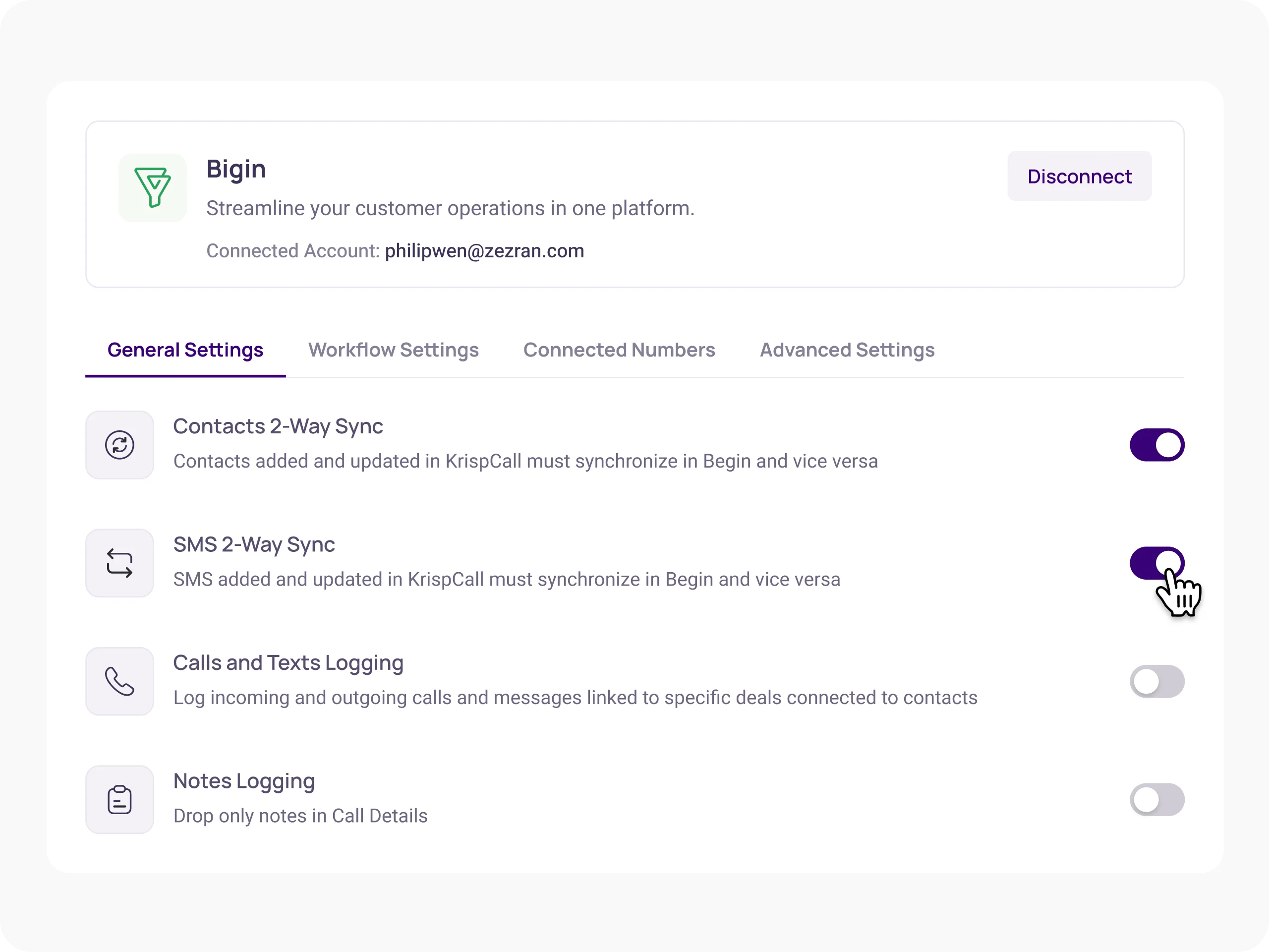 integrate bigin crm with krispcall easily with our guide4