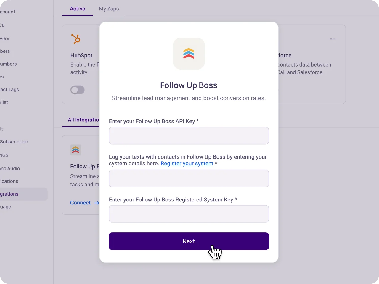 2integrate follow up boss with krispcall easily with our guide