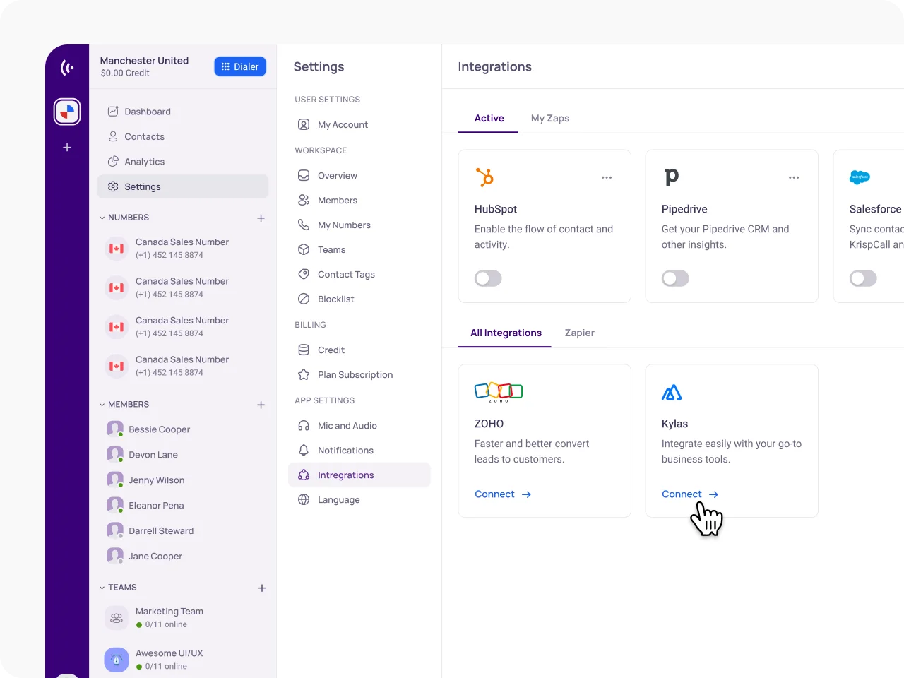 kylas integrate kylas crm with krispcall easily with our guide