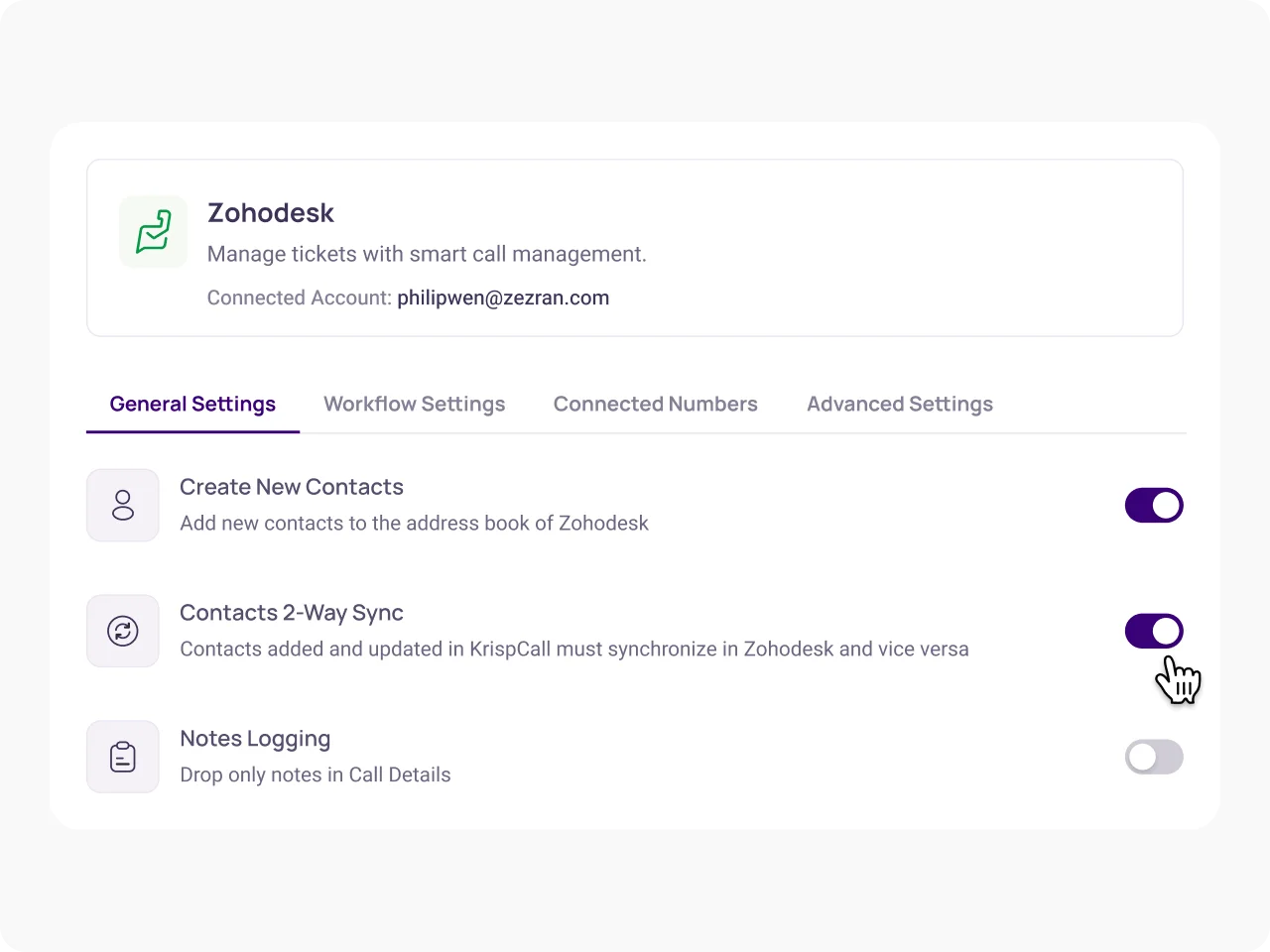 integrate zoho desk with krispcall 3