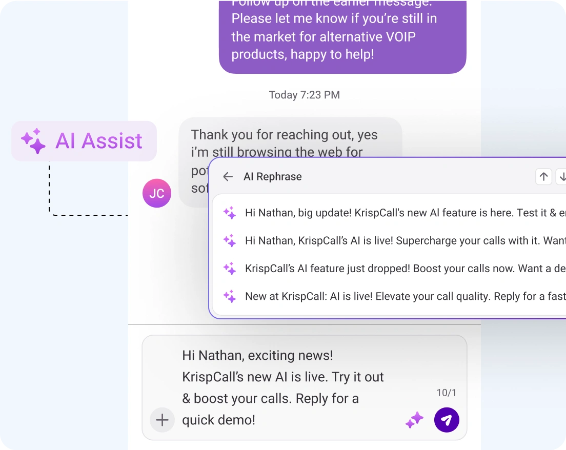 how to use ai rephrasing in krispcall image