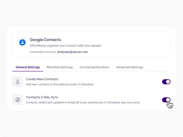 Complete the Integration Process google contacts