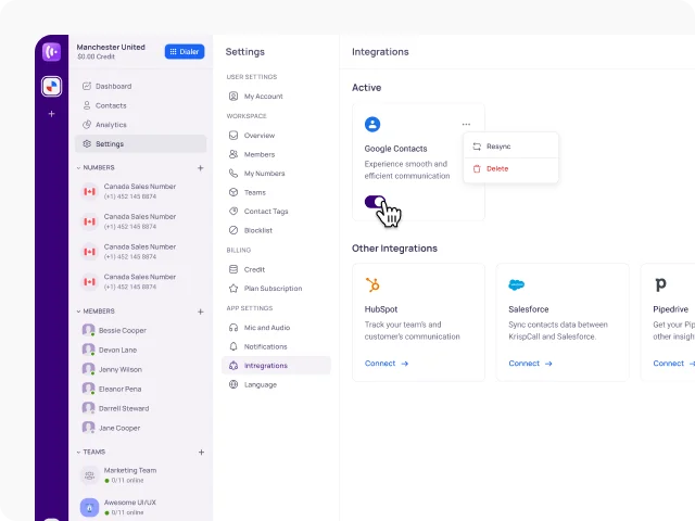 Integrate Google Contacts with KrispCall