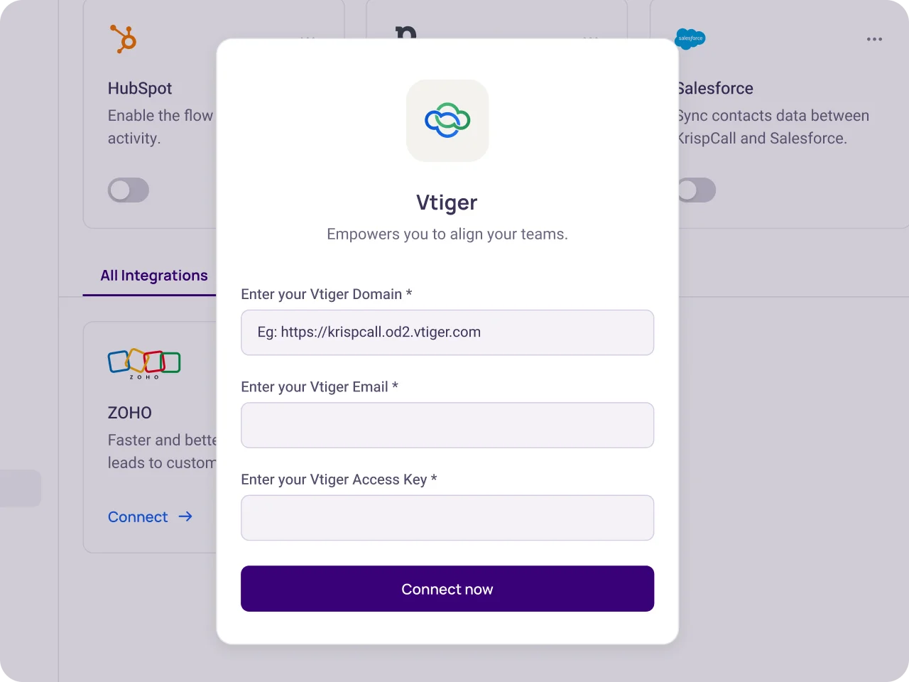 integrate vtiger with krispcall easily with our guide2