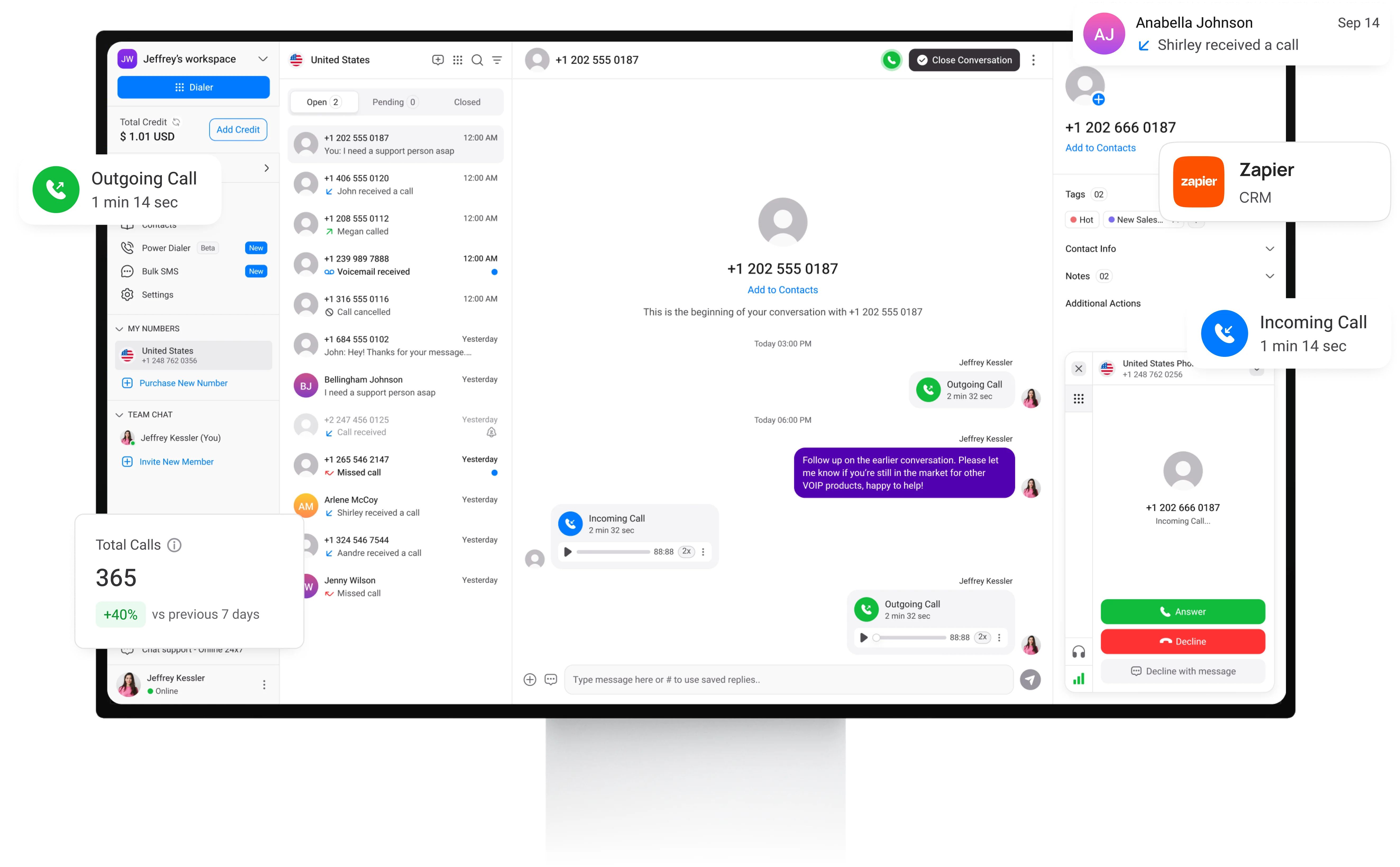 blended call center for handling inbound and outbound calls