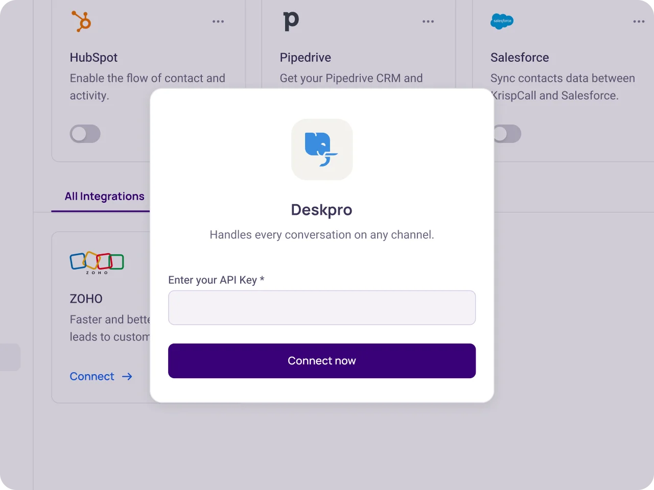 integrate deskpro with krispcall easily with our guide2