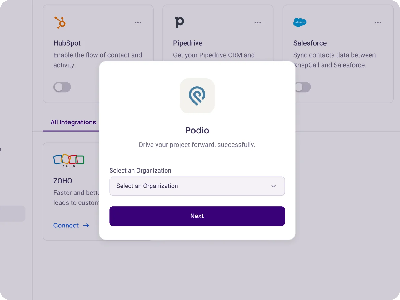 integrate podio with krispcall easily with our guide4