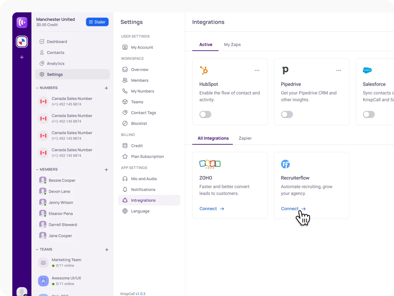 integrate recruiterflow with krispcall easily with our guide3