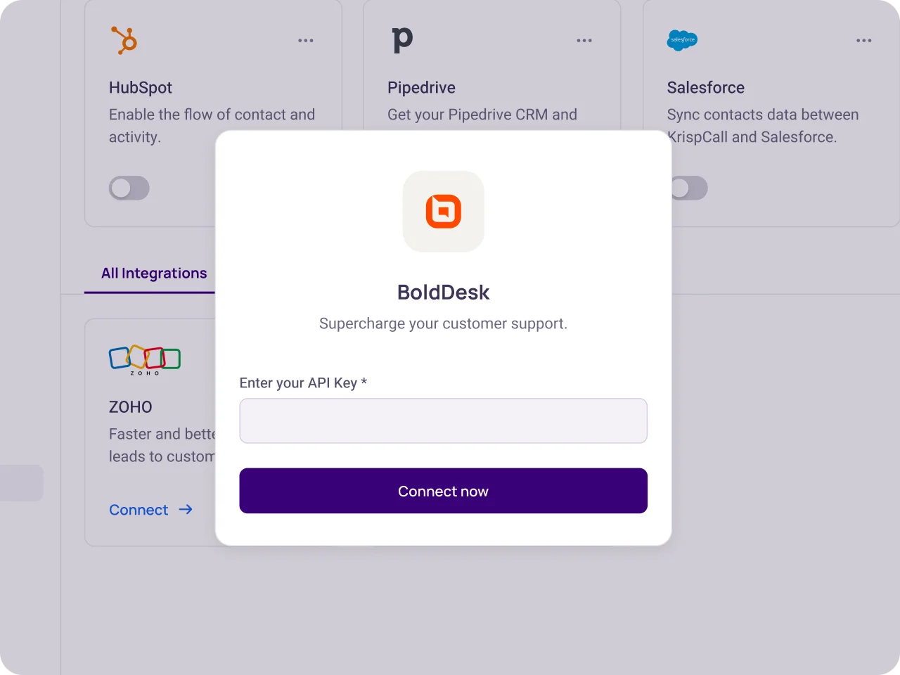 integrate bolddesk with krispcall easily with our guide4