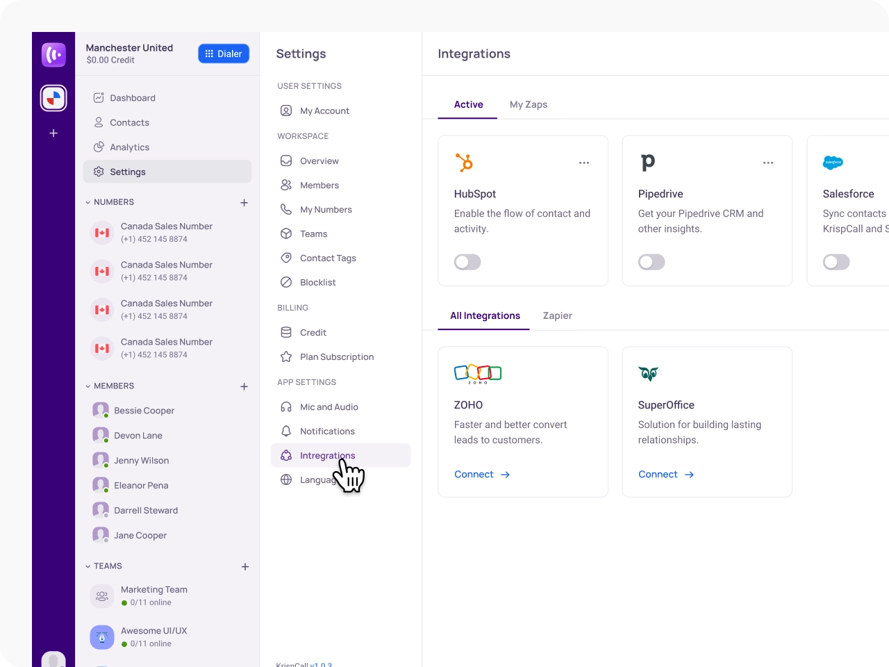 integrate superoffice with krispcallnavigate to integration