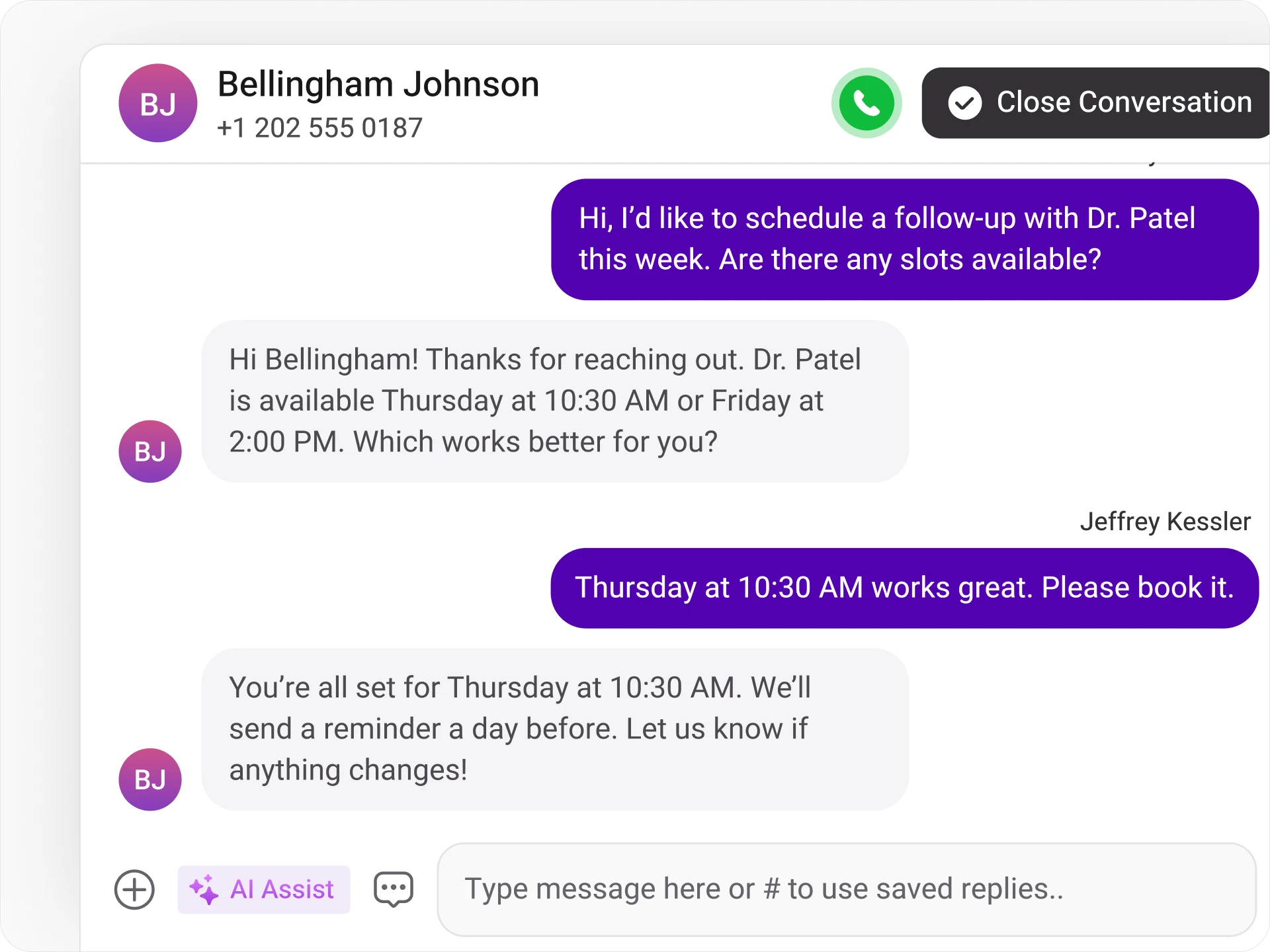 healthcare schedule appointments over text img