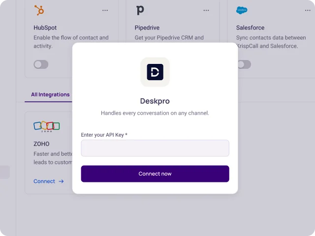 connect deskpro with krispcall