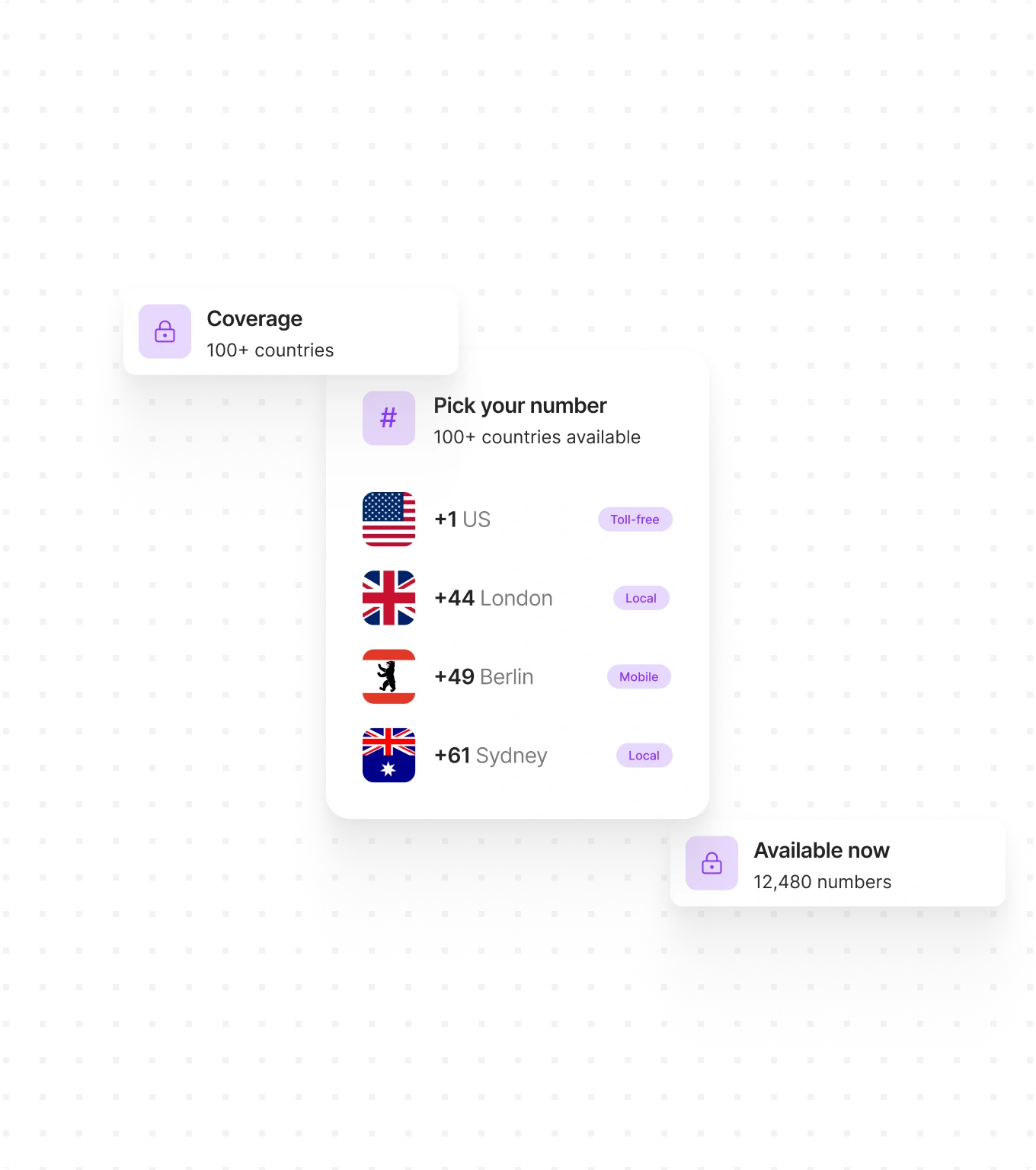 Thousands of numbers to choose from logo