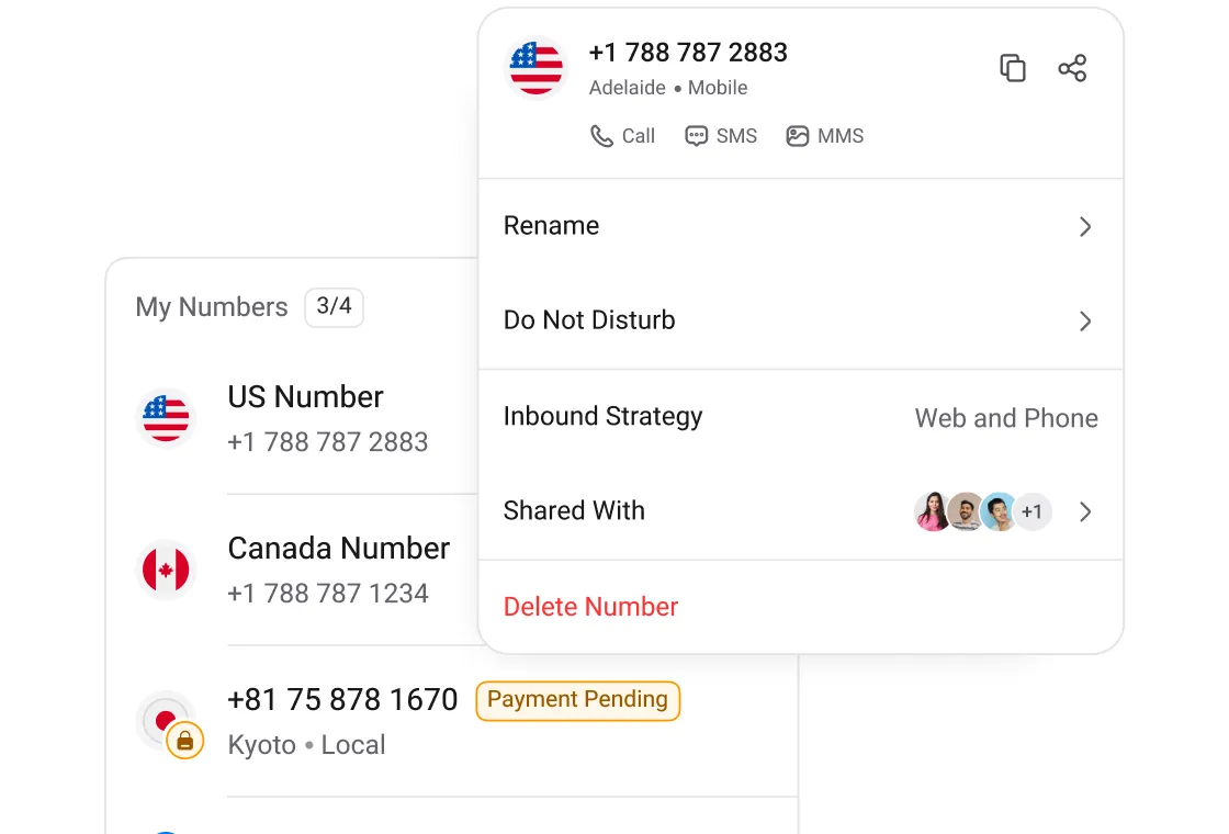 Virtual phone numbers