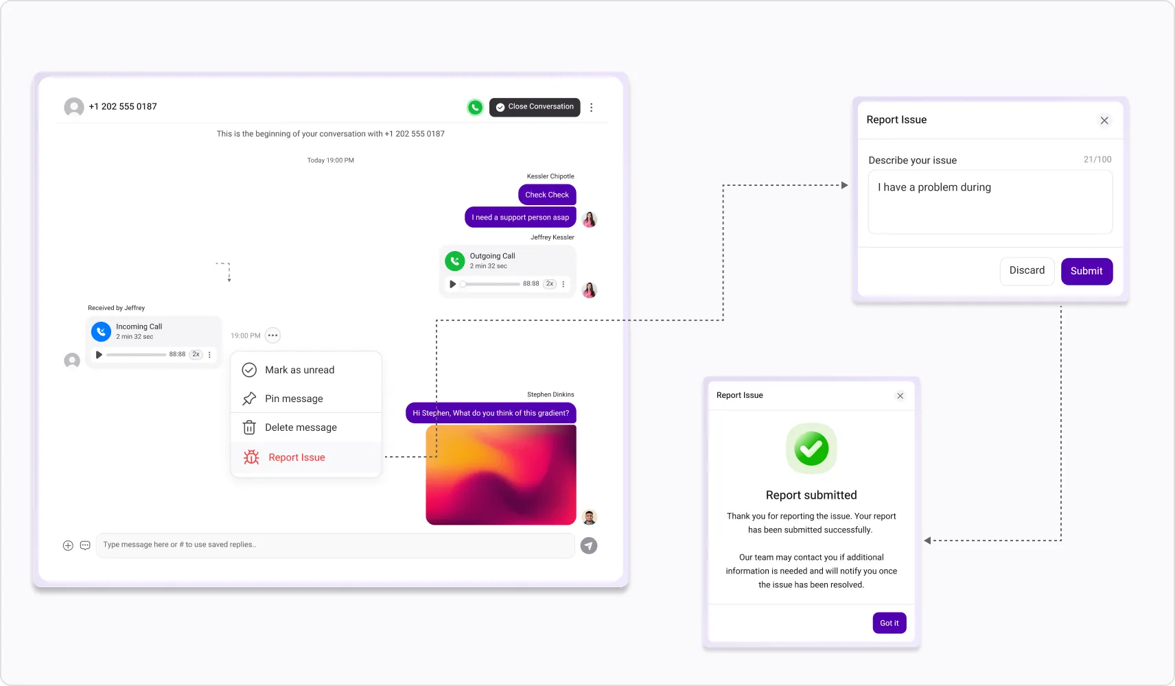 report issue from conversations
