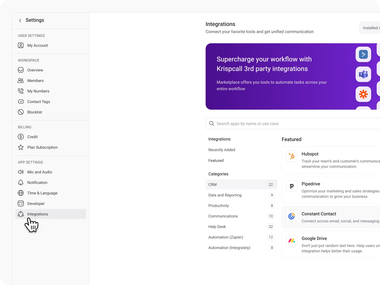 integrate liveagent with krispcall easily with our guide tab2